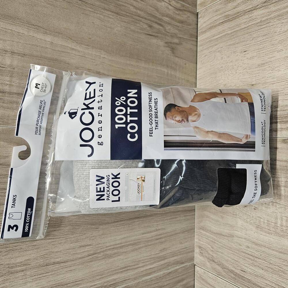 New Jockey Generation Men's 3-Pack 100% Cotton Tank Tops Open Box